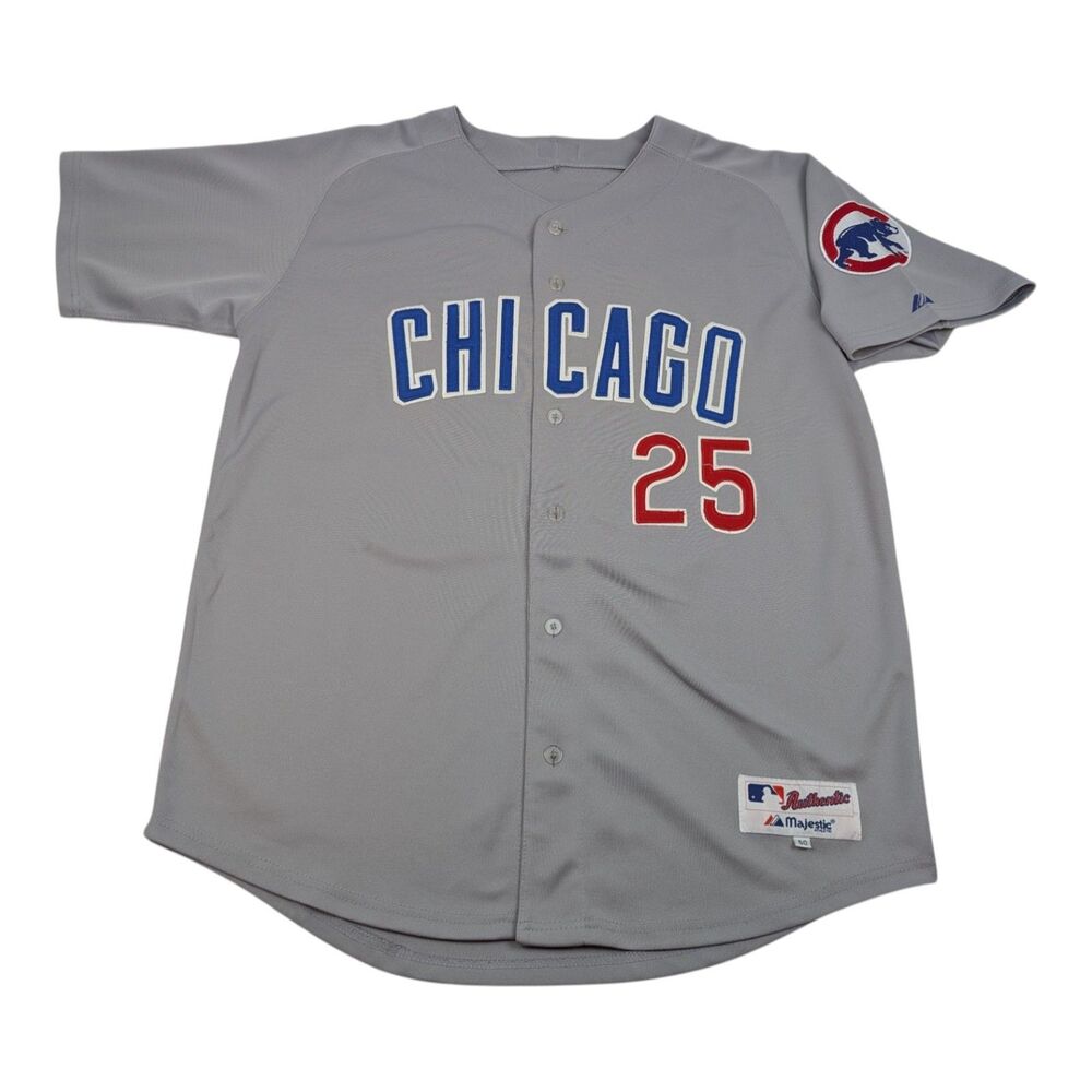 MAJESTIC #25 Derrick Lee Size 50 CHICAGO CUBS GRAY BASEBALL JERSEY‎